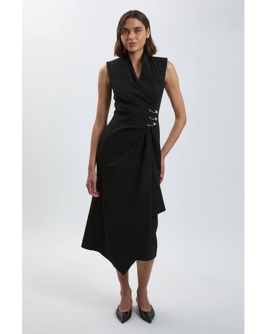 Karen Millen Black Trim Tailored Midi Pencil Dress