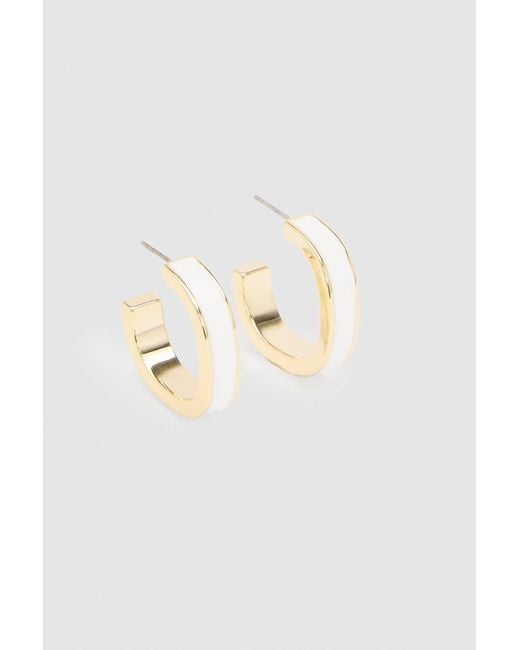 Karen Millen Metallic Logo Emanel Hoop Earrings