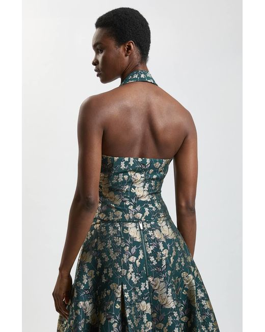 Karen Millen Green Jacquard Tailored Waistcoat