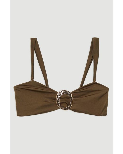 Karen Millen Green Slinky Trim Detail Detachable Strap Bikini Top