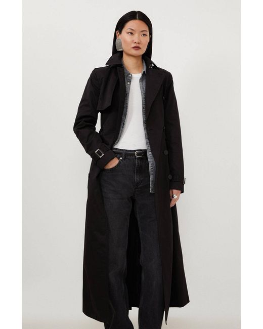 Karen Millen Black Forever Tailored Classic Belted Trench Coat