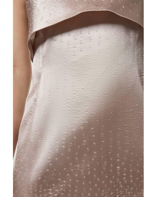 Karen Millen Natural Petite Italian Structured Textured Satin Bandeau Tailored Maxi Dress