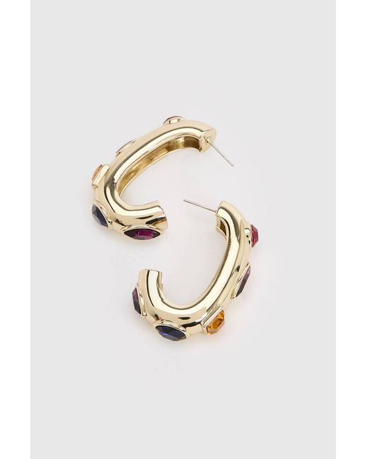 Karen Millen Metallic Crystal Hoop Statement Earrings