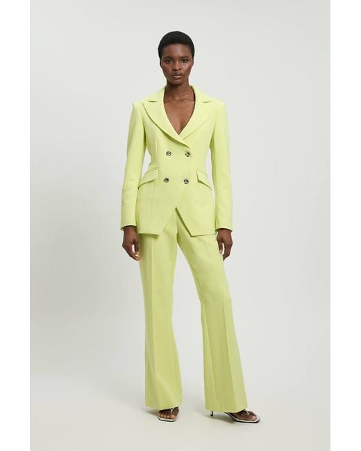Karen Millen Green Compact Stretch Double Breasted Blazer