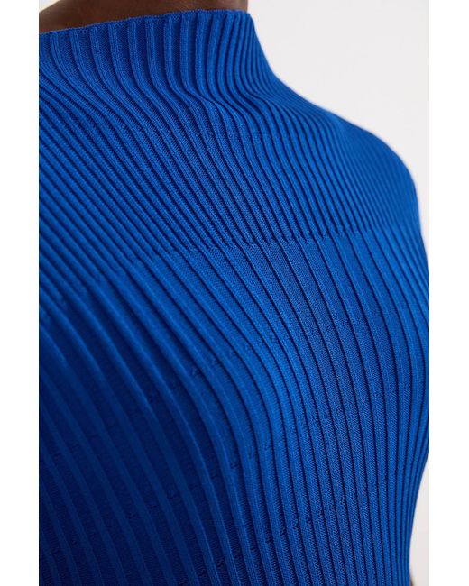 Karen Millen Blue Stitch Detail Knit Midi Dress