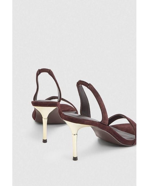 Karen Millen Brown Leather Strappy Metallic Heeled Sandal