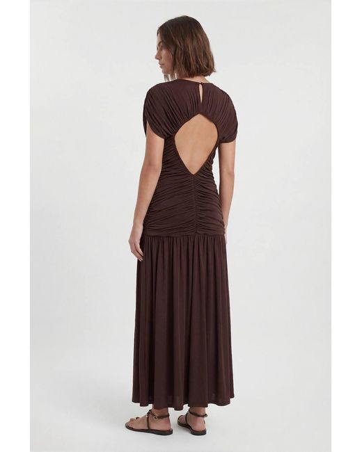 Karen Millen Blue Premium Ruched Jersey Maxi Dress