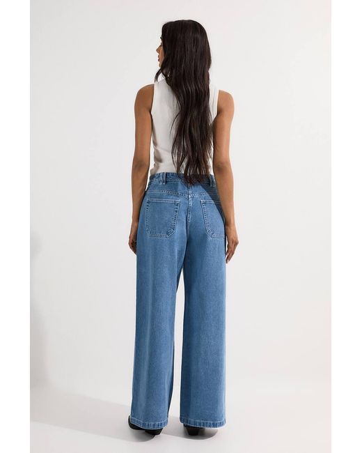 Karen Millen Blue Denim Soft Wash Relaxed Straight Leg Jeans