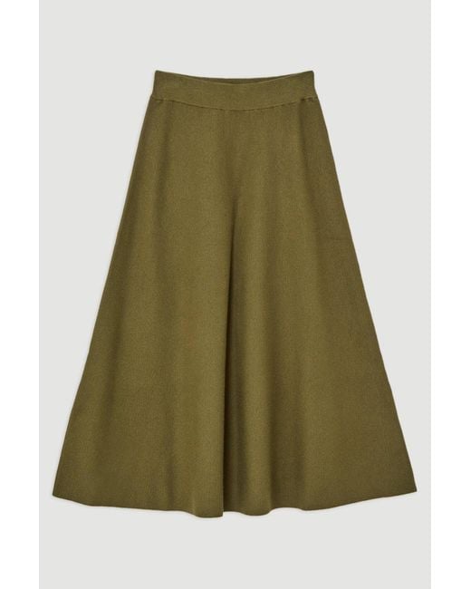 Karen Millen Green Viscose Blend Milano Knit Full Midi Skirt