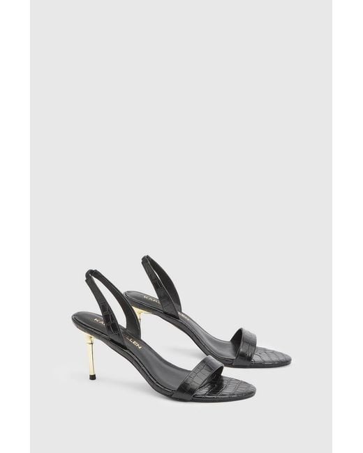 Karen Millen Multicolor Leather Croc Print Strappy Heeled Sandal