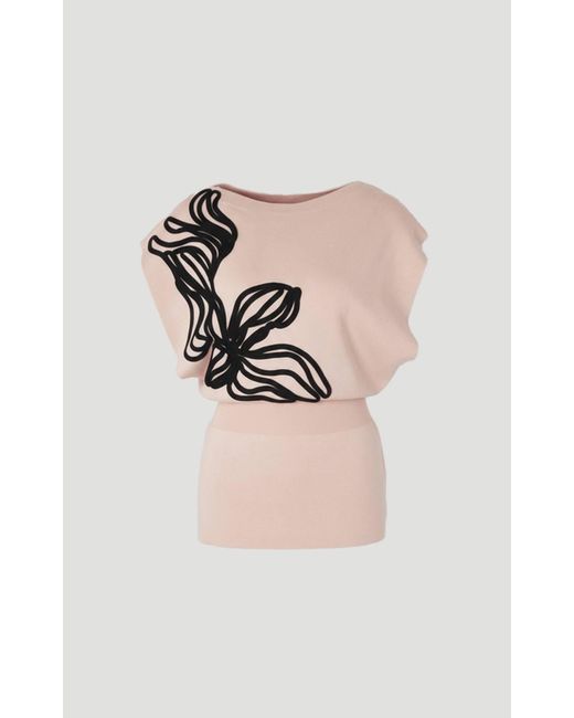 Karen Millen Pink Placed Cornelli Knitted Top