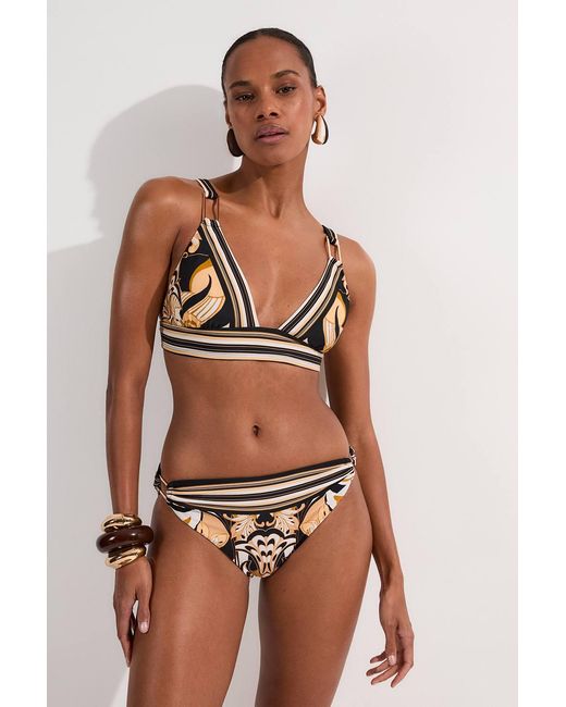Karen Millen Brown Abstract Print Bikini Bottoms