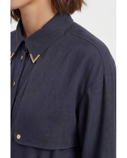 Karen Millen Blue Petite Cupro Utility Twill Woven Jumpsuit