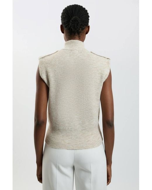 Karen Millen Natural Wool Blend Cosy Knit Sleeveless Jacket
