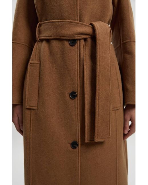 Karen Millen Brown Brushed Wool Single Breasted Belted Tailored Maxi Coat