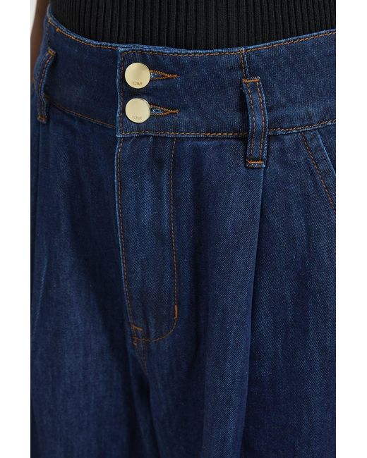 Karen Millen Blue Denim Pleated Wide Leg Trouser