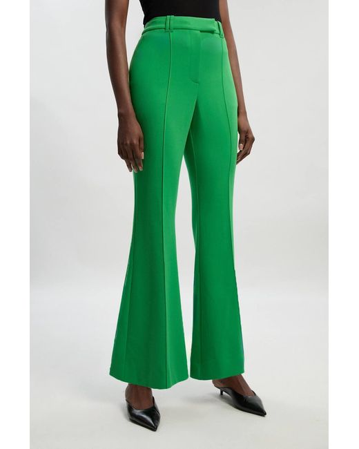 Karen Millen Green Compact Stretch Bootcut Tailored Trouser