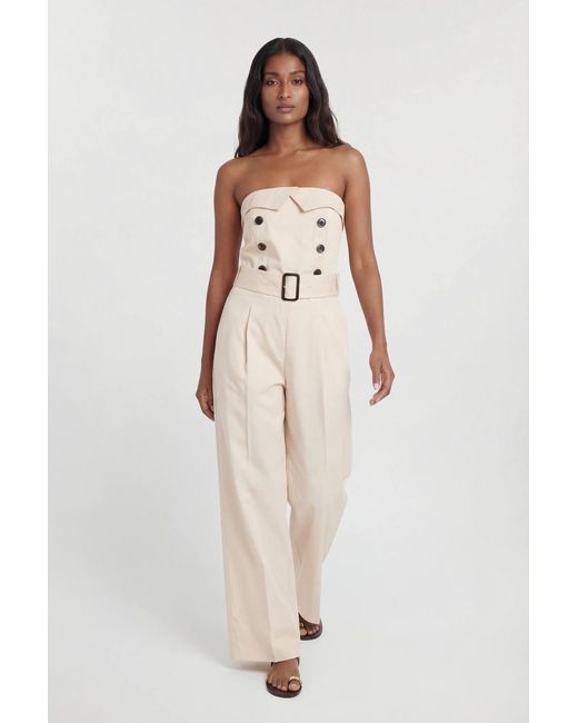 Karen Millen Natural Petite Tailored Cotton Trench Bandeau Jumpsuit