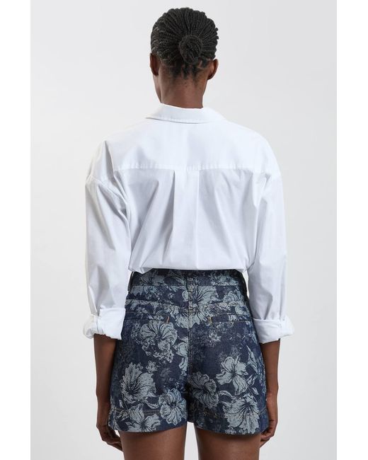 Karen Millen White Jacquard Denim Shorts