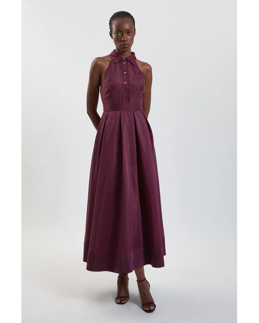 Karen Millen Purple Organza Collared Maxi Dress