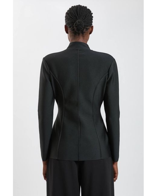 Karen Millen Black Embellished Figure Form Fitted Blazer Jacket