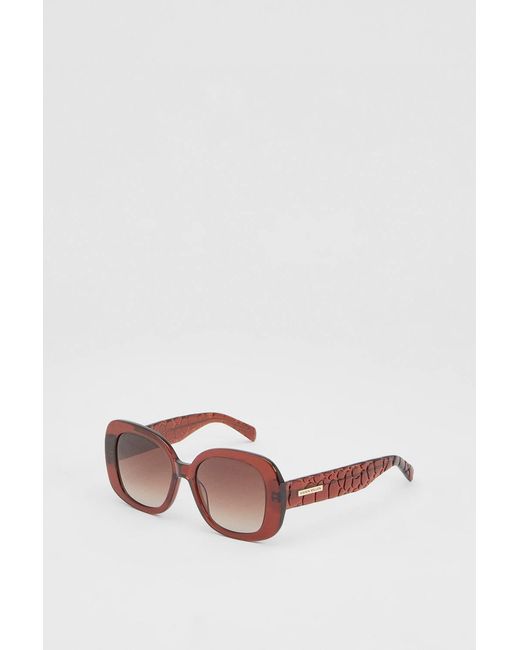 Karen Millen Brown Rounded Snake Effect Sunglasses