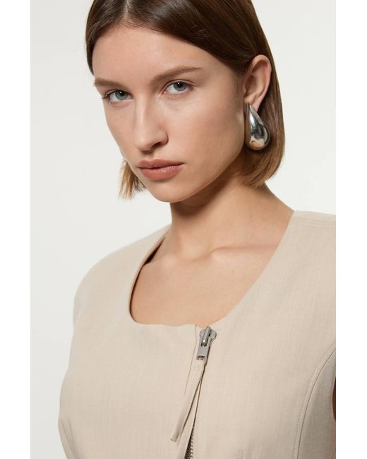 Karen Millen Natural Tailored Viscose Zip Through Multi Stitch Waistcoat