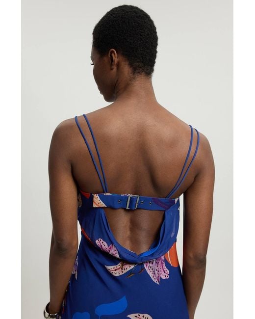 Karen Millen Blue Viscose Georgette Strappy Woven Maxi Dress
