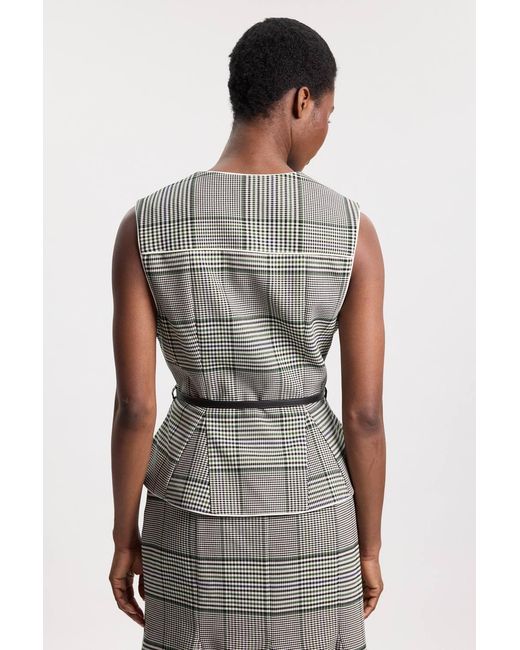 Karen Millen Multicolor Tailored Check Belted Peplum Jacket