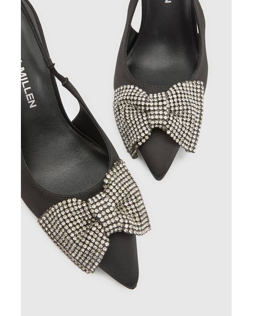 Karen Millen White Satin Embellished Bow Slingback Heeled Shoe