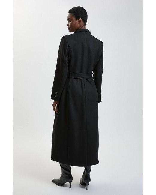 Karen Millen Black Wool Investment Notch Neck Tailored Maxi Coat