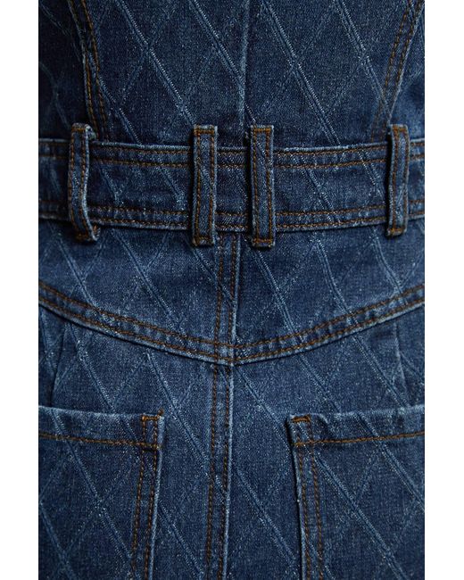 Karen Millen Blue Denim Printed Midi Dress