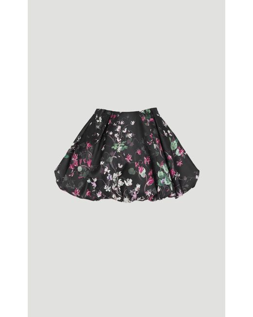 Karen Millen Black Scattered Floral Twill Mini Puff Ball Skirt