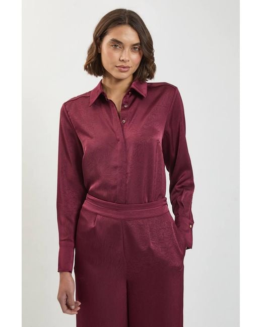 Karen Millen Petite Hammered Satin Relaxed Woven Shirt