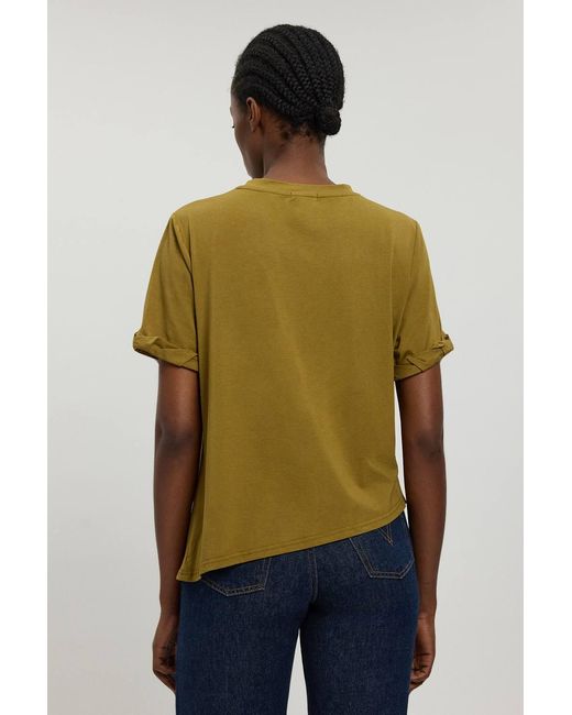 Karen Millen Green Cotton Jersey Gathered Detail T-Shirt