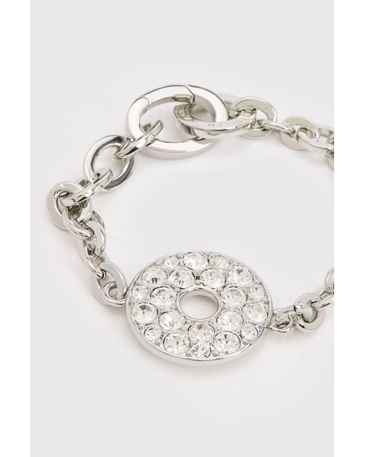 Karen Millen Black Crystal Ring Chain Bracelet