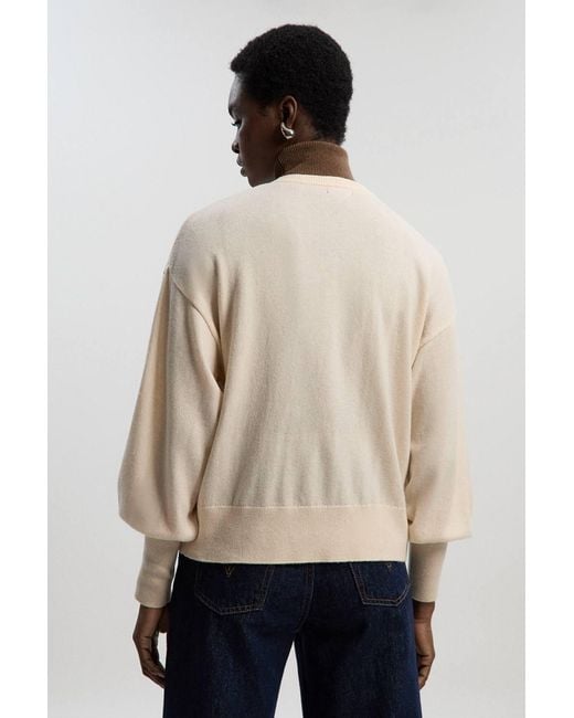 Karen Millen Natural Wool Blend Knit Cardigan Sweater