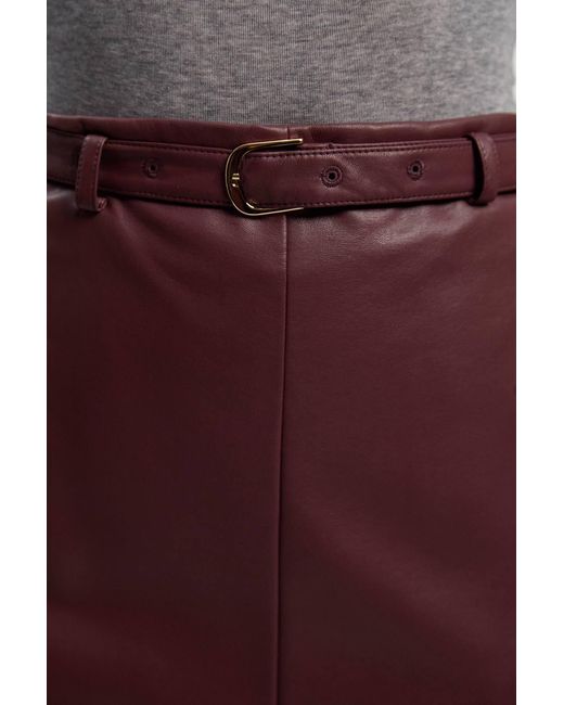 Karen Millen Purple Faux Leather Tailored Midi Pencil Skirt