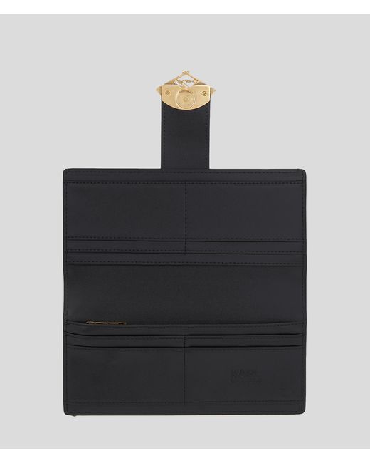 Karl Lagerfeld Black K/signature Fan Continental Wallet