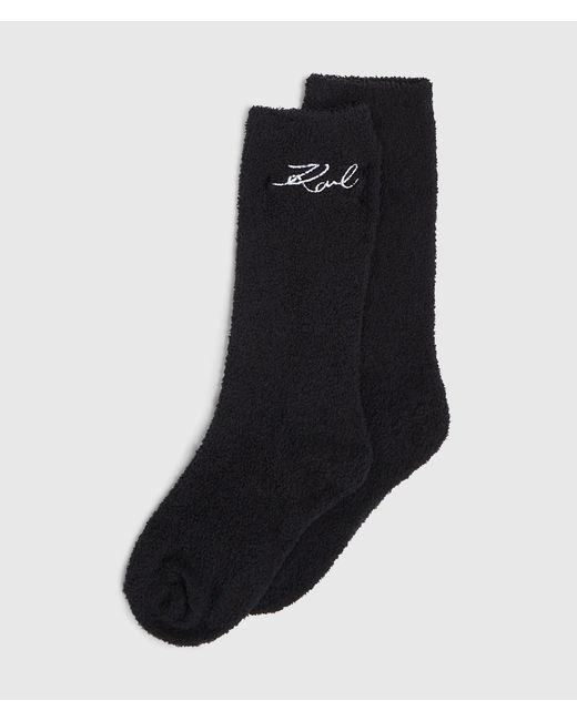 Karl Lagerfeld Black Signature Fluffy Socks