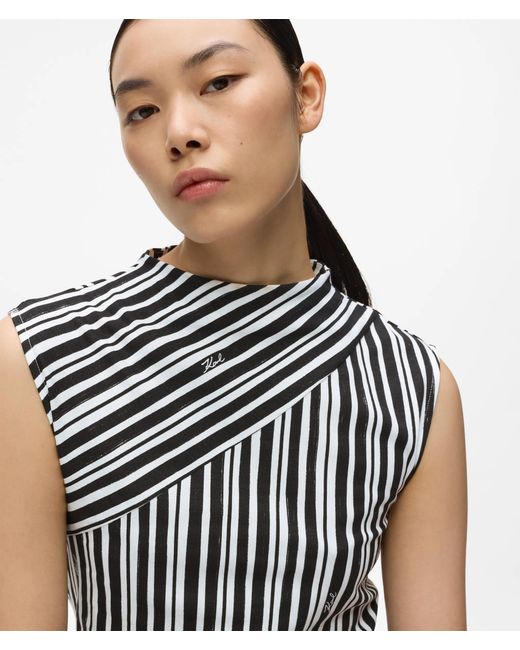 Karl Lagerfeld White Striped Tank Top, Multicoloured