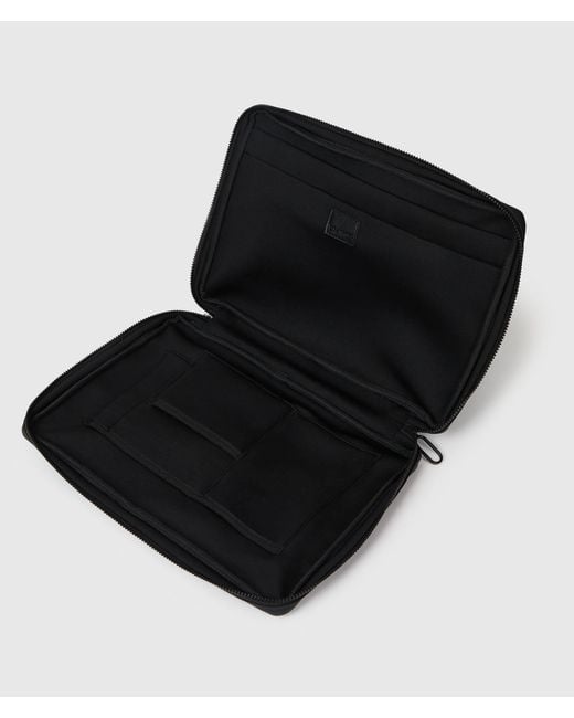 KL Jeans Black Coated Karl Quote Laptop Pouch for men