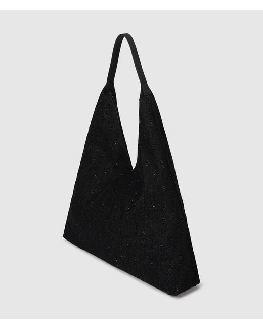 KL Jeans Black Pinstripe Denim Trapeze Shopper