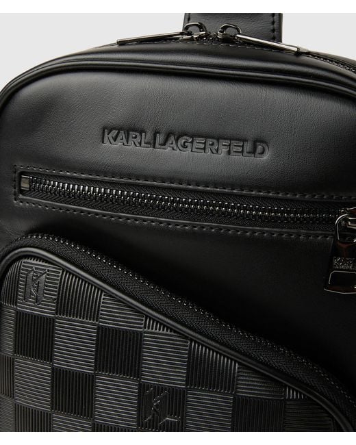 Sac À Bandoulière Vertical À Motif Damier Monogram, Homme, Taille Karl Lagerfeld pour homme en coloris Black