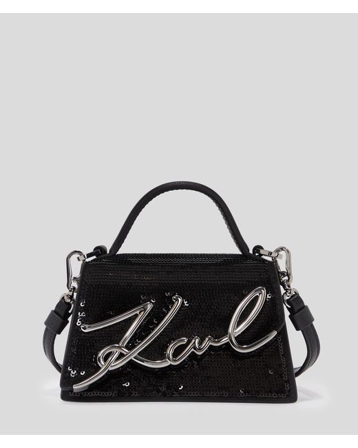 Karl Lagerfeld Black K/signature Sequin Nano Bag