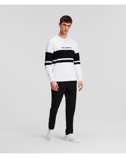Karl Lagerfeld White Rib-knit Sweater for men
