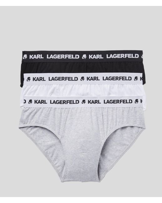 Karl Lagerfeld Metallic Logo Briefs – 3-Pack, Multicoloured for men