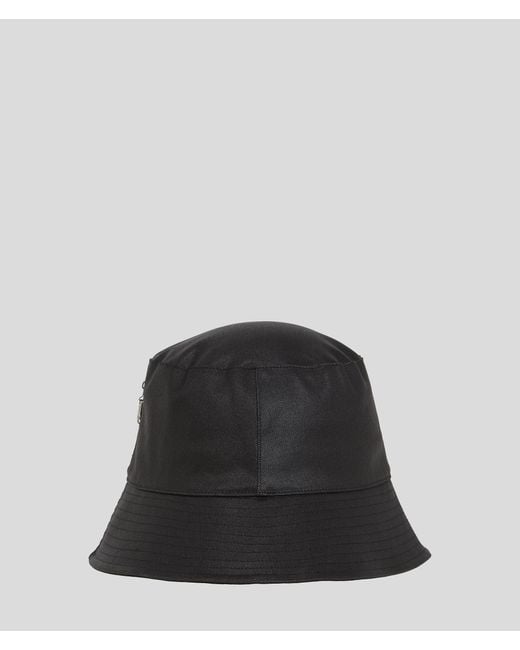 Karl Lagerfeld Black Coated Denim Bucket Hat