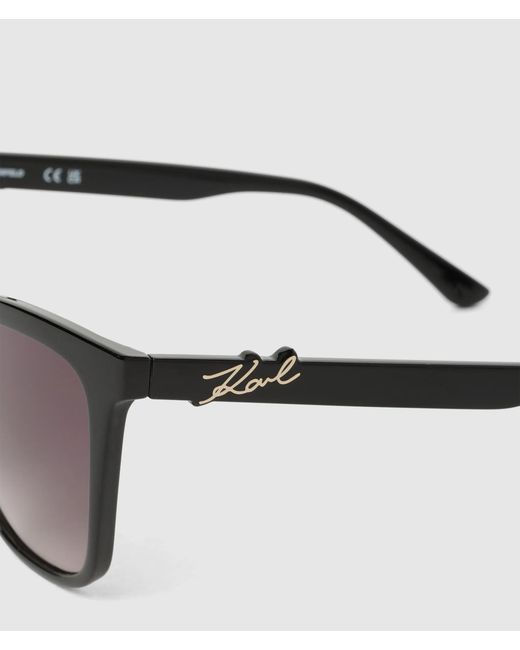 Karl Lagerfeld Black Signature Slim Rectangular Sunglasses
