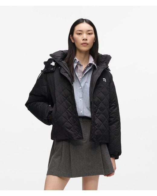 Karl Lagerfeld Black Ikon Quilted Puffer Jacket